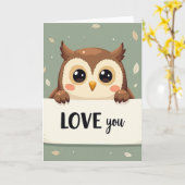 Carte de chouette Je t'aime (Fleur jaune)