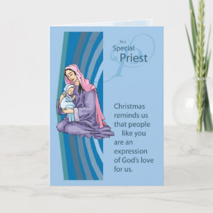 Carte de Christams de prêtre avec Mary et le