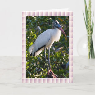 Carte de cigogne en bois