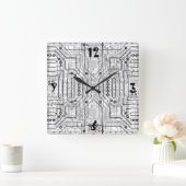 Carte de circuit en acier gris horloge pour geeks  (Maison)