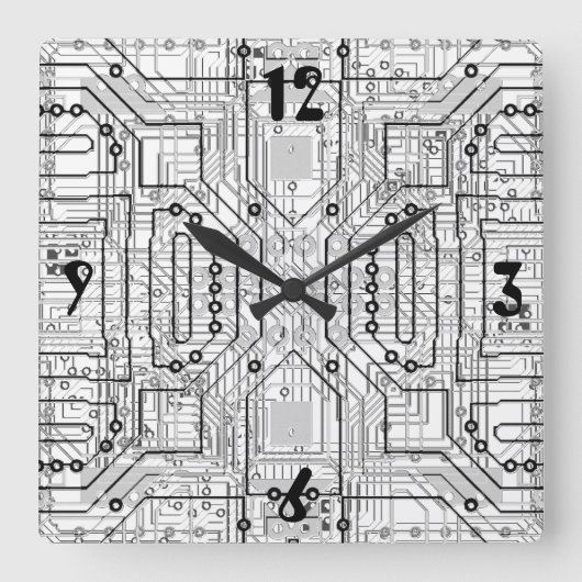 Carte de circuit en acier gris horloge pour geeks  (Recto)