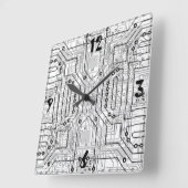 Carte de circuit en acier gris horloge pour geeks  (Angle)