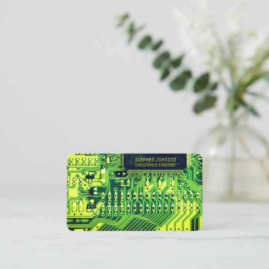 Carte de circuit imprimé moderne vert Code QR pers (Debout devant)