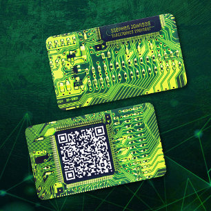 Carte de circuit imprimé moderne vert Code QR pers