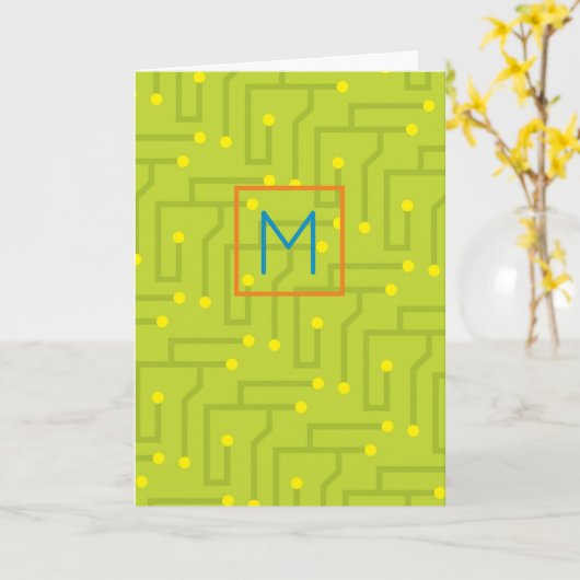 Carte de circuit imprimé moderne vert jaune bleu o (Fleur jaune)