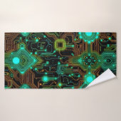 carte de circuit informatique avec beaucoup de lum (Serviette de bain)
