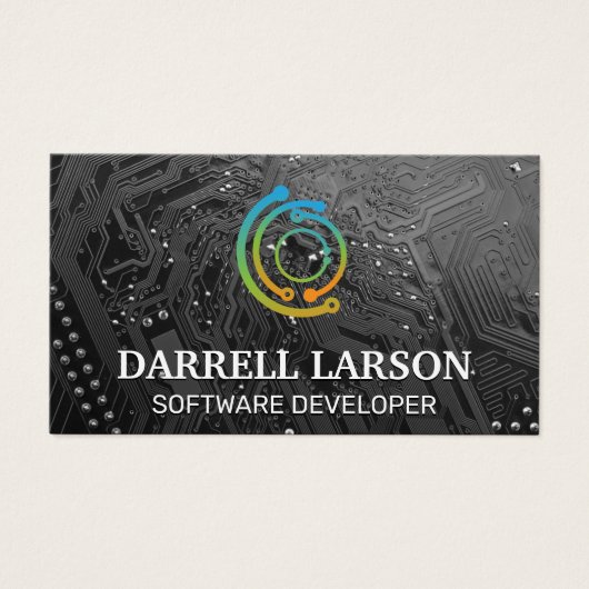 Carte de circuit noir | Logo technologique (Devant)