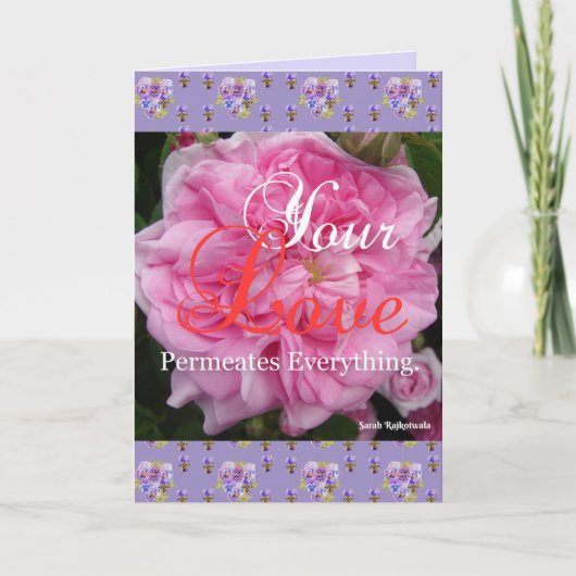 Carte de citation florale Rose rose Votre amour im (Devant)