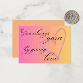 Carte de citation inspirante Giving Love (Devant/Arrière en situation)