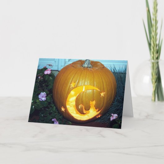 Carte de citrouille de lune de chat (Devant)