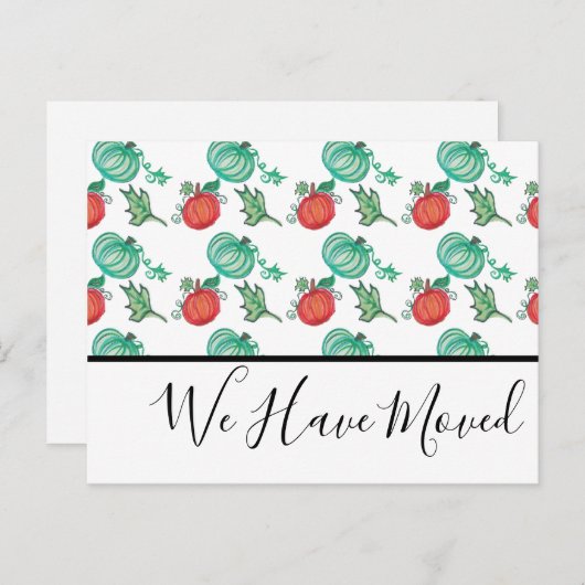 Carte de Citrouille de patchs d'aquarelle (Devant / Derrière)