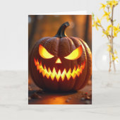 Carte de Citrouille Jack O Lantern Épouvantable (Fleur jaune)