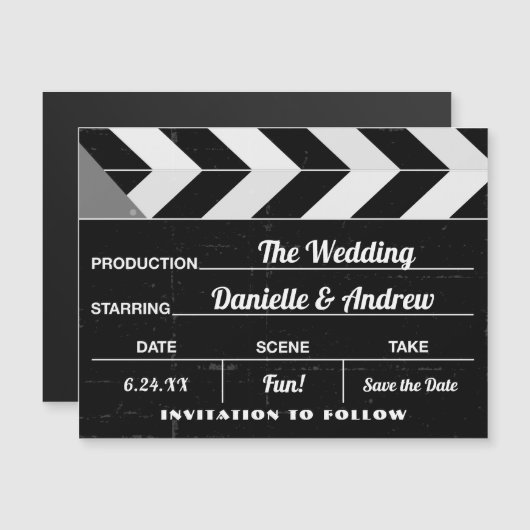 Carte de clap de film Noir Blanc Mariage Enregistr (Devant / Derrière)
