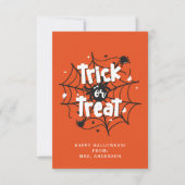 Carte de classe Halloween araignées Trick or Treat (Devant)