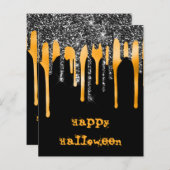 Carte de classe Halloween noir Parties scintillant (Devant / Derrière)