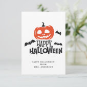 Carte de classe Jack O' Lantern Joyeux Halloween (Debout devant)