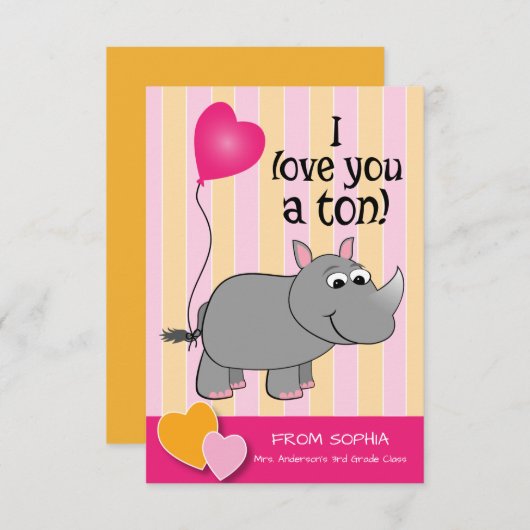 Carte de classe Rhino Valentine's Day (Devant / Derrière)