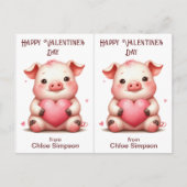 Carte de classe valentine pour enfant Coeur rose d (Devant)