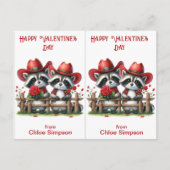 Carte de classe Valentine pour enfants Raccoon Cow (Devant)