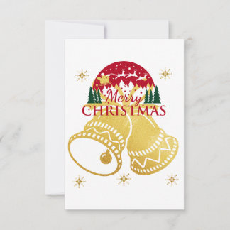 Carte de cloche dorée de Joyeux Noël
