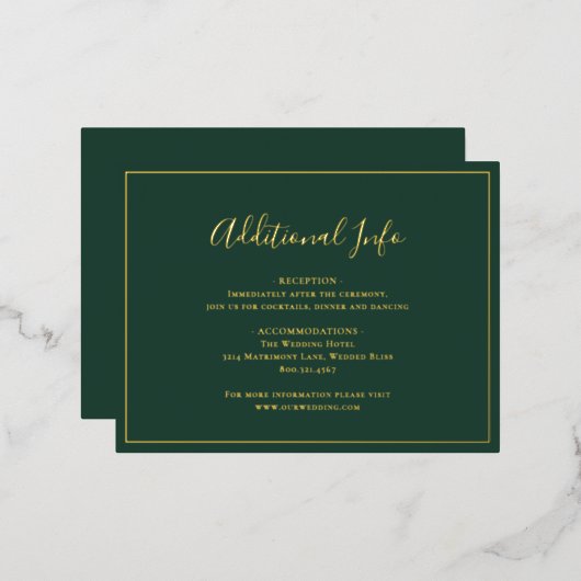 Carte de clôture de mariage écologique Forest Gree (Recto/Verso)