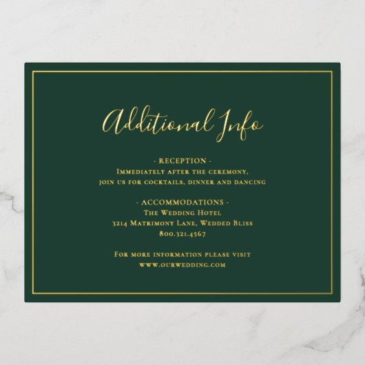 Carte de clôture de mariage écologique Forest Gree (Recto)