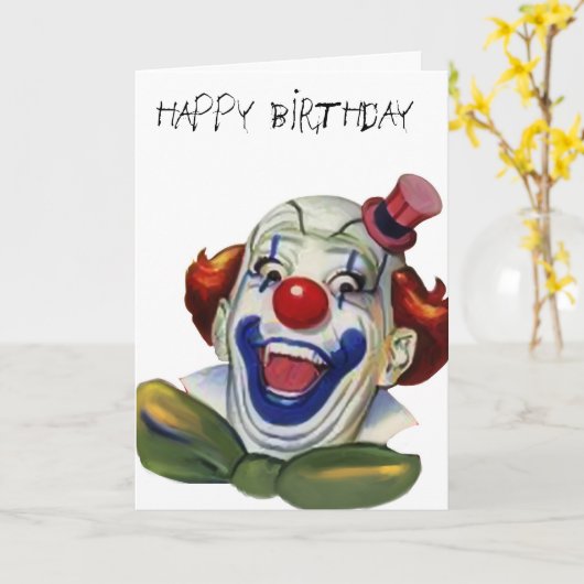 Carte de clown d'anniversaire (Fleur jaune)