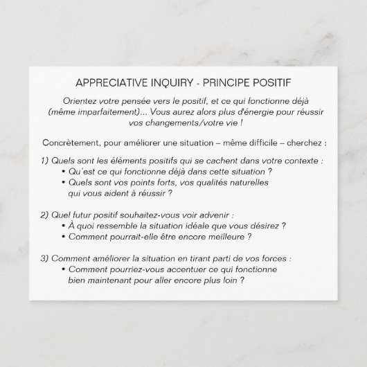 Carte de Coaching "AI - Principe Positif" (Dos)