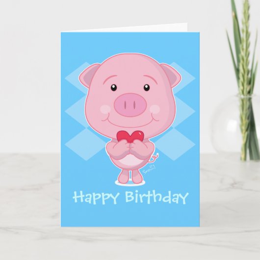 Carte de cochon d'anniversaire (Devant)