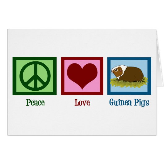 Carte de cochons d'Inde mignons pour la paix et l' (Devant horizontal)