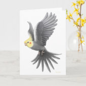 Carte de Cockatiel de vol (Fleur jaune)