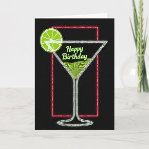 Carte de cocktail d'anniversaire lumineuse