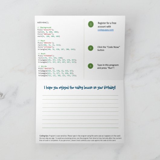Carte de codage pour enfants (programme JavaScript (Intérieur)