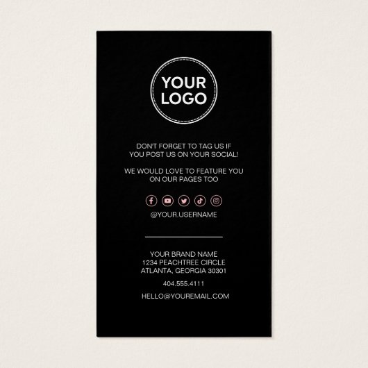 Carte de code de Merci d'affaires et de réduction (Dos)