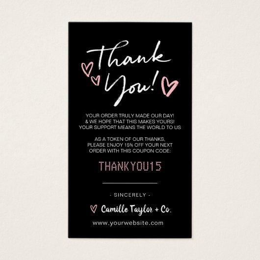 Carte de code de Merci d'affaires et de réduction  (Devant)