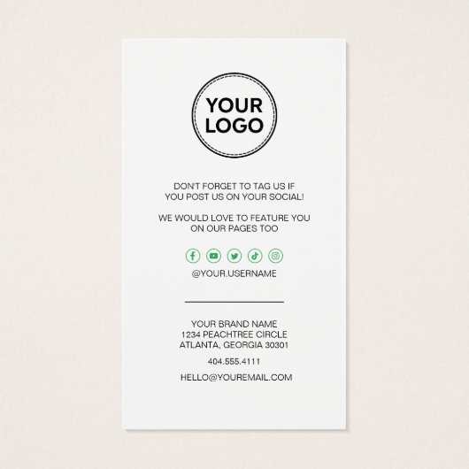 Carte de code de Merci d'affaires et de réduction  (Dos)