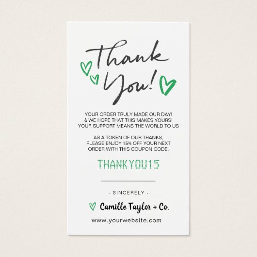 Carte de code de Merci d'affaires et de réduction  (Devant)