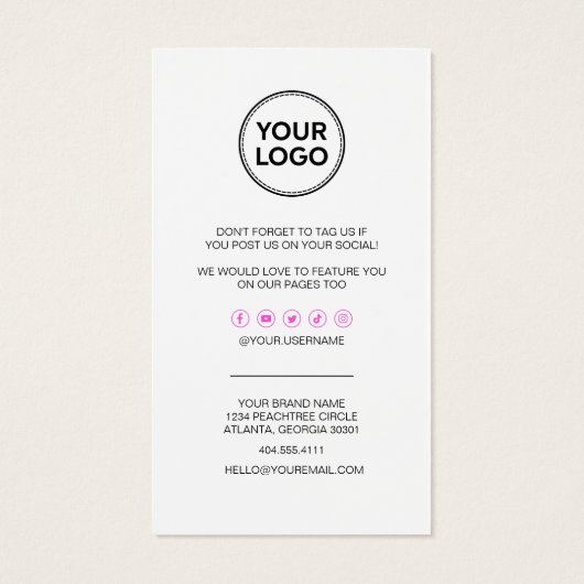 Carte de code de Merci d'affaires et de réduction  (Dos)