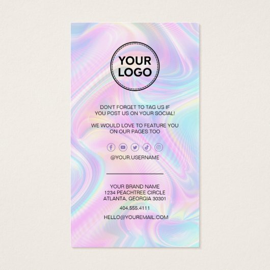 Carte de code de remise du Merci d'affaires Hologr (Dos)