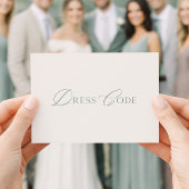 Carte de code de tenue de mariage vert sage élégan