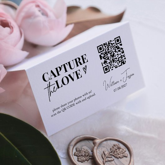 Carte de code QR Capturez l'amour écriture moderne