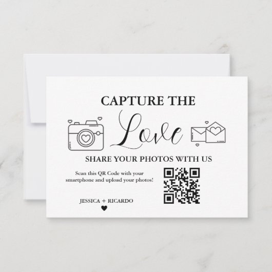 Carte de code QR de mariage Capture the Love, Cart (Devant)