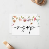 Carte de code QR de mariage fleur sauvage RSVP (Devant/Arrière en situation)