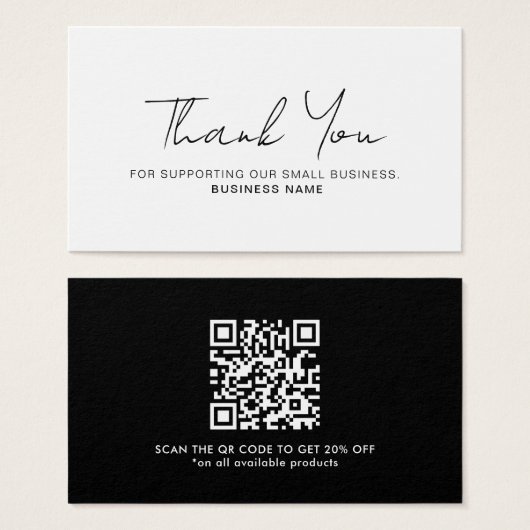 Carte de code QR de Merci d'affaires remise (Devant & derrière)