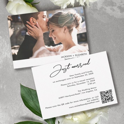 Carte de code QR de photo de mariage de fugue just