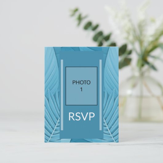 Carte de code QR de réponse mariage RSVP | Turquoi (Debout devant)
