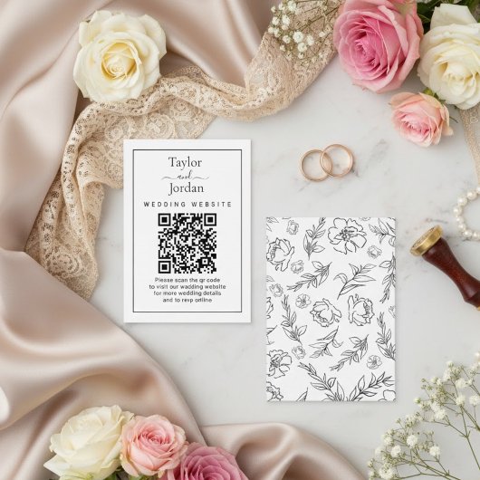 Carte de code QR de site web de mariage minimalist