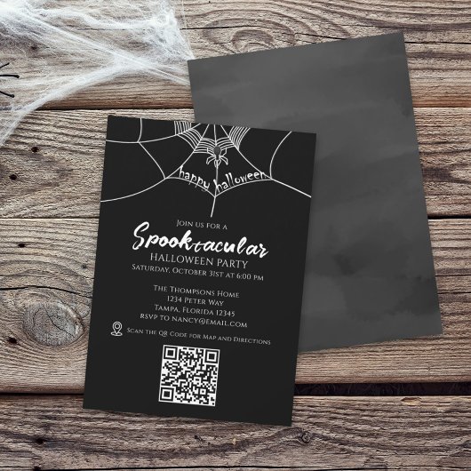 Carte de code QR de toile d'araignée Spooktacular