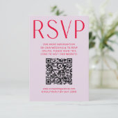 Carte de code QR en ligne RSVP simple violet et ro (Debout devant)