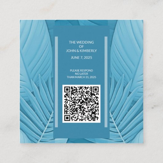 Carte de code QR pour boîtier de Mariage Turquoise (Dos)